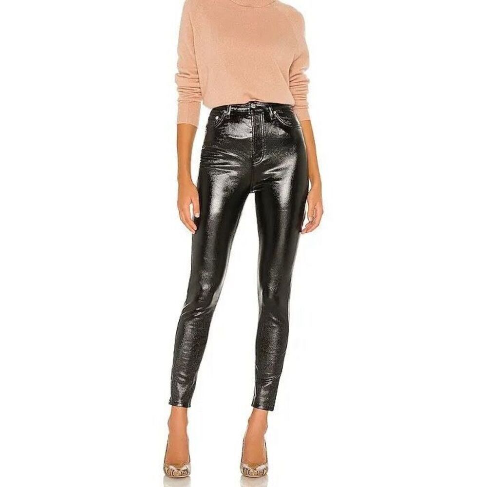 We The Free People Skinny Jean Pants Phoenix Coated Liquid Black 31
